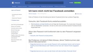 
                            5. Ich kann mich nicht bei Facebook anmelden. | Facebook-Hilfebereich