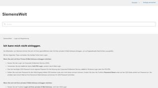
                            3. Ich kann mich nicht einloggen. – SiemensWelt