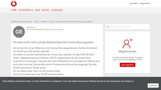 
                            4. Ich kann nicht mehr auf das Webinterface der Horizon Box zugreifen ...