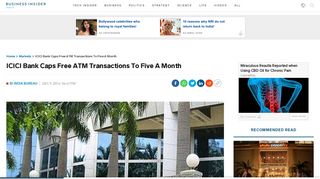 
                            9. ICICI Bank Caps Free ATM Transactions To Five A Month | Business ...