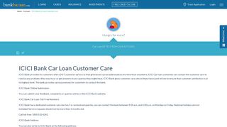 
                            12. ICICI Bank Car Loan Customer Care - 24x7 Toll Free Number