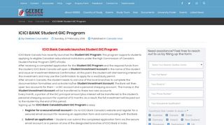 
                            11. ICICI BANK Student GIC Program - Geebee Education