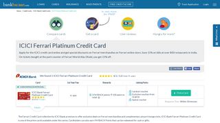
                            8. ICICI Ferrari Platinum Credit Card: Apply Online - Offers, Features
