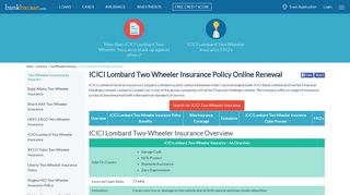 
                            9. ICICI Lombard Two Wheeler Insurance: Renew Bike Insurance Online