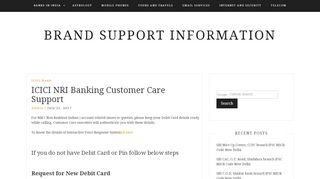 
                            9. ICICI NRI Banking Customer Care Support - Brand Support Information