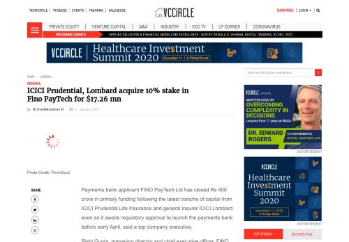 
                            13. ICICI Prudential, Lombard acquire 10% stake in Fino PayTech for ...