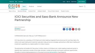 
                            13. ICICI Securities and Saxo Bank Announce New Partnership