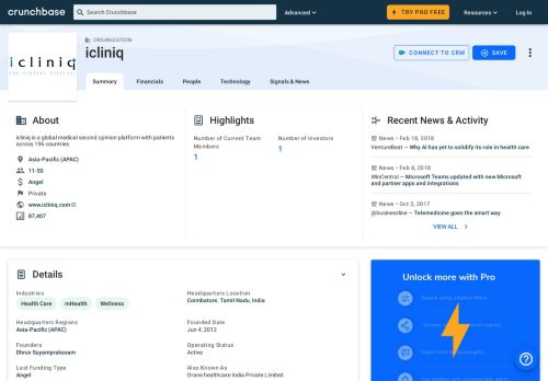 
                            8. icliniq | Crunchbase