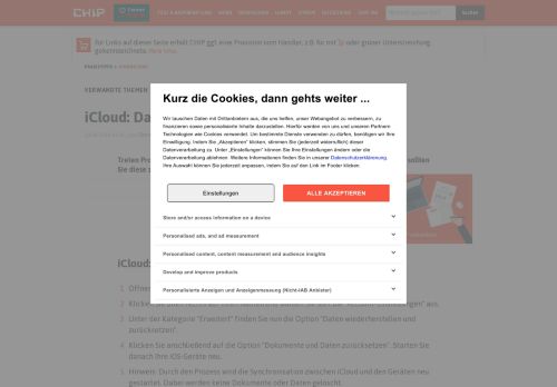 
                            6. iCloud: Daten zurücksetzen – so geht's - CHIP