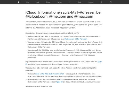 
                            11. iCloud: Informationen zu E-Mail-Adressen bei ... - Apple Support