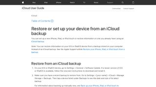 
                            4. iCloud: Restore or set up iOS devices from an iCloud backup