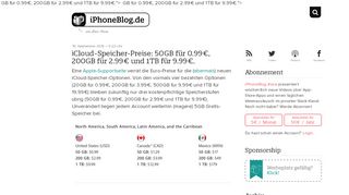 
                            12. iCloud-Speicher-Preise: 50GB für 0.99 €, 200GB für 2.99 € und 1TB ...