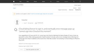 
                            1. iCloud taking forever to sign in, and eve… - Apple Community