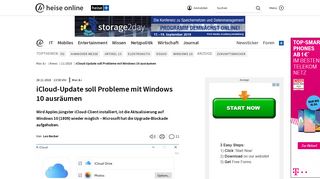 
                            10. iCloud-Update soll Probleme mit Windows 10 ausräumen | heise online