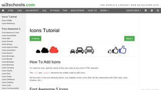 
                            2. Icons Tutorial - W3Schools