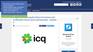 
                            6. ICQ: Unterstützung für ältere Versionen und inoffizielle Clients wird ...