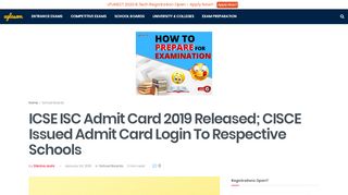 
                            9. ICSE ISC Admit Card 2019 Released; CISCE Issued Admit Card Login ...