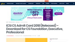 
                            1. ICSI CS Admit Card 2018 (Released) – Download for CS Foundation ...