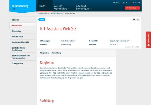 
                            5. ICT-Assistant Web SIZ - berufsberatung.ch