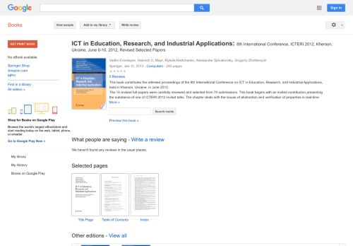 
                            13. ICT in Education, Research, and Industrial Applications: 8th ...