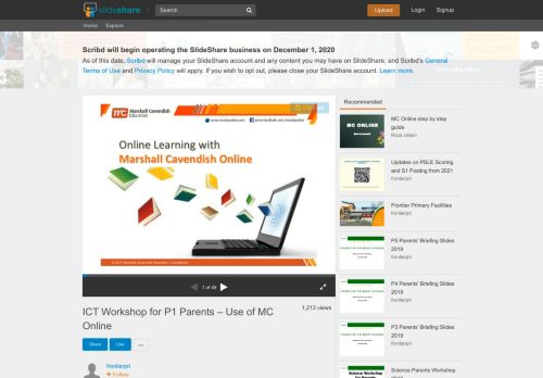 
                            13. ICT Workshop for P1 Parents – Use of MC Online - SlideShare