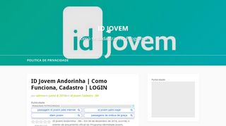 
                            8. ID Jovem Andorinha | Como Funciona, Cadastro | LOGIN