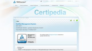 
                            12. ID No. 9108621257: update Akademie GmbH - Certipedia