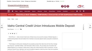 
                            9. Idaho Central Credit Union Introduces Mobile Deposit | Local ...