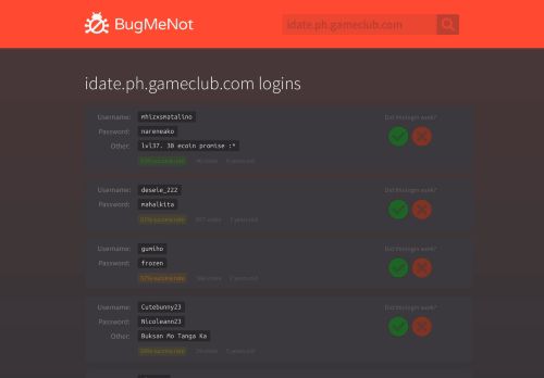 
                            4. idate.ph.gameclub.com passwords - BugMeNot