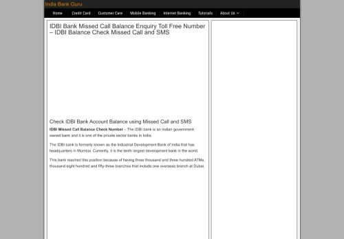 
                            5. IDBI Bank Missed Call Balance Enquiry Toll Free Number - IDBI ...
