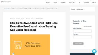 
                            5. IDBI Executive Admit Card |IDBI Bank Executive Pre-Examination ...