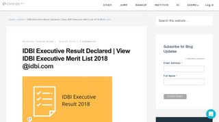 
                            6. IDBI Executive Result Declared | View IDBI Executive Merit List 2018 ...