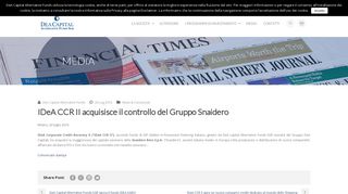 
                            9. IDeA CCR II acquisisce il controllo del Gruppo Snaidero - DeA Capital ...