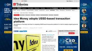 
                            12. Idea Cellular: Idea Money adopts USSD-based transaction platform ...