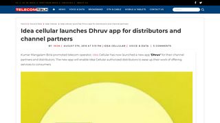 
                            12. Idea cellular launches Dhruv app for distributors and channel ...