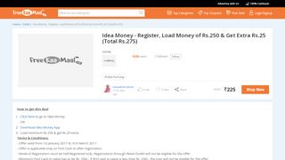 
                            8. Idea Money - Register, Load Money of Rs.250 & Get Extra Rs.25 (Total ...