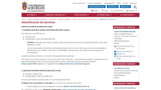 
                            4. Identificación de alumnos | Universidad de Burgos - Ubu