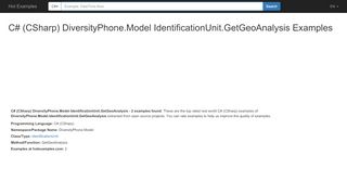 
                            5. IdentificationUnit.GetGeoAnalysis, DiversityPhone.Model C# (CSharp ...