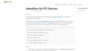 
                            9. Identifiers for PCI Devices - Windows drivers | Microsoft Docs