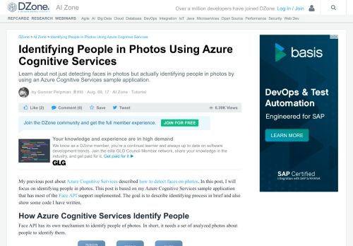 
                            7. Identifying People in Photos Using Azure Cognitive Services - DZone AI