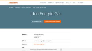 
                            7. Ideo Energie Gas Kündigungsadresse und Kontaktdaten - Aboalarm