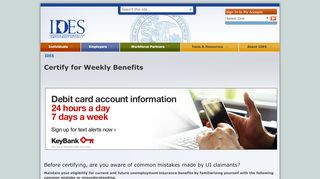 
                            3. IDES - Certify for Weekly Benefits