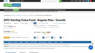 
                            8. IDFC Sterling Value Fund - Regular Plan (G) [46.700] | IDFC Mutual ...