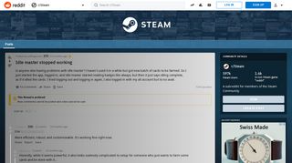 
                            5. Idle master stopped working : Steam - Reddit