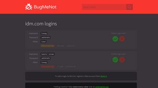 
                            2. idm.com passwords - BugMeNot