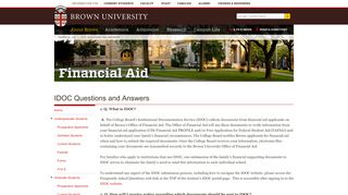 
                            12. IDOC Questions and Answers | Financial Aid - Brown University