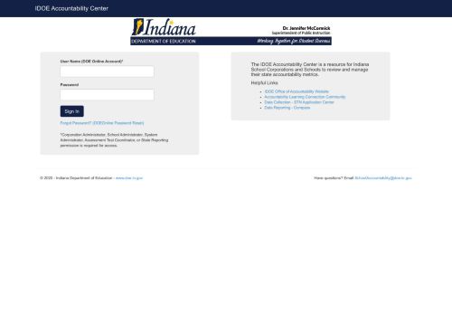 
                            9. IDOE Accountability Center - Login -
