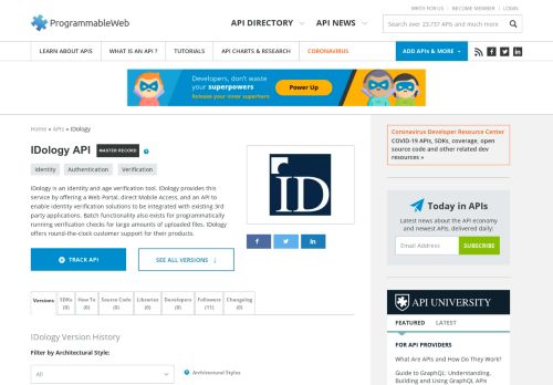 
                            6. IDology API | ProgrammableWeb