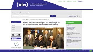 
                            13. idw - Bild zu: Kooperationsvertrag mit der Verwaltungs- und ...