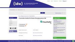 
                            11. idw - Fraunhofer-Institut für Solare Energiesysteme ISE